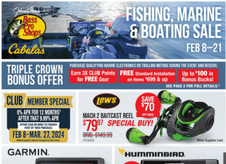 Bass Pro Shops Fishing, Marine and Boating Sale Feb 08 – Feb 21, 2024