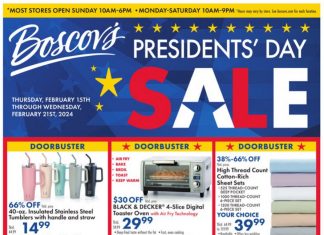 Boscov’s Presidents’ Day Sale Feb 15 – Feb 21, 2024