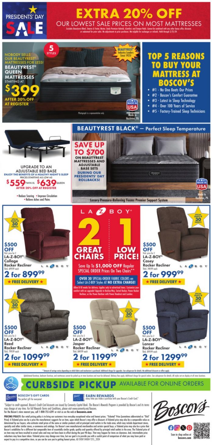 Boscov's Presidents' Day Sale Feb 15 Feb 21, 2024