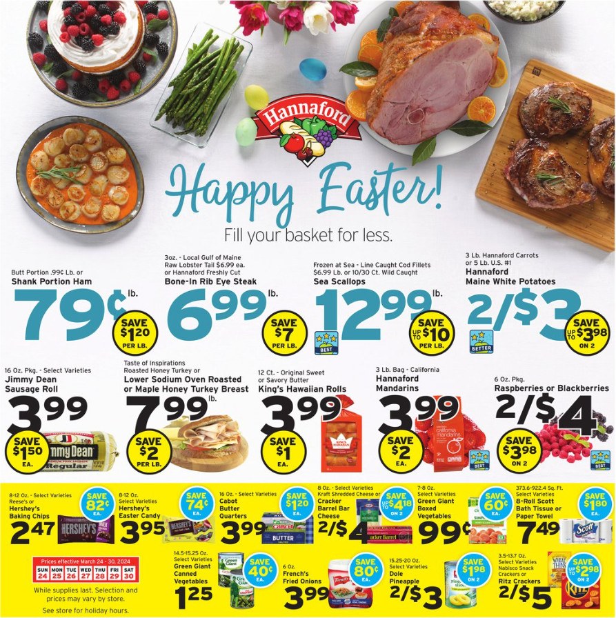 Hannaford Weekly Ad Mar 24 Mar 30, 2024 (Easter Promotion Included)