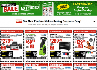 Harbor Freight Extended Parking Lot Ad Sale Mar 15 – Mar 17, 2024