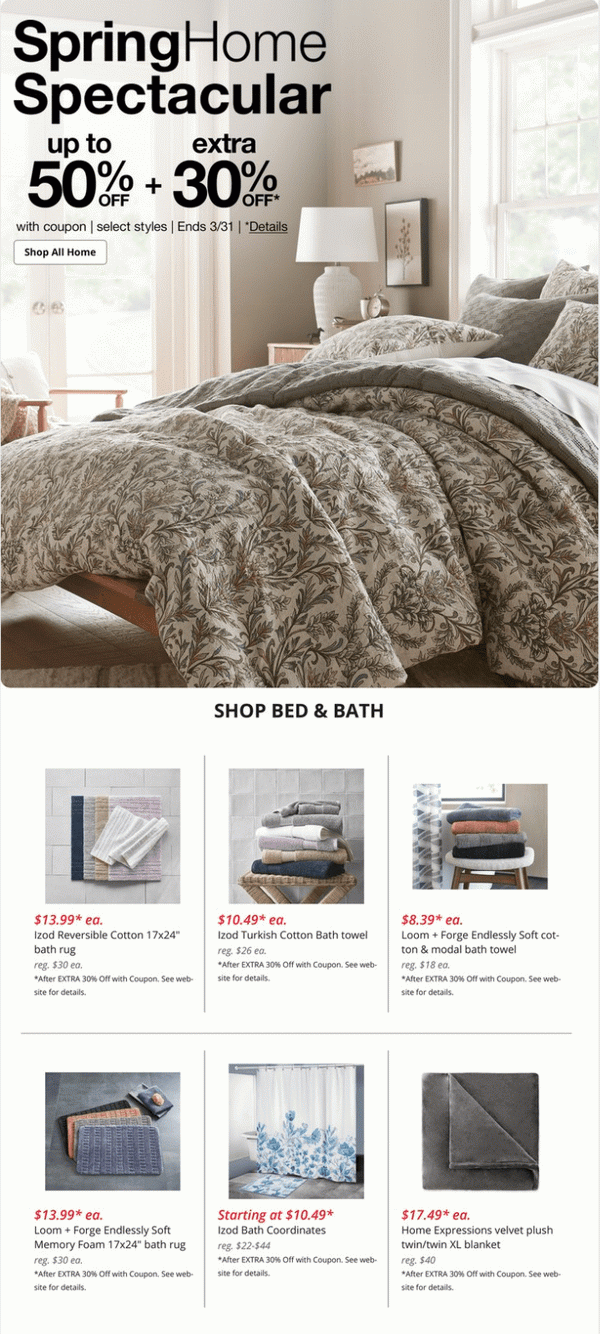 JCPenney Spring Home Sale Mar 15 Mar 31, 2024