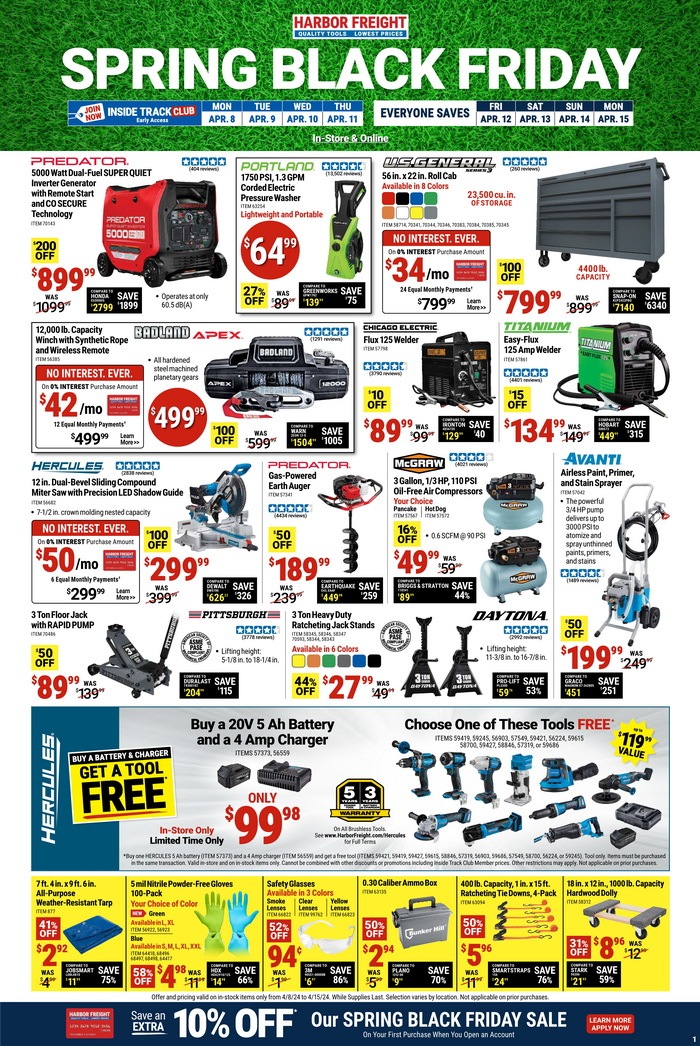 Harbor Freight Spring Black Friday Sale Apr 08 Apr 15, 2024