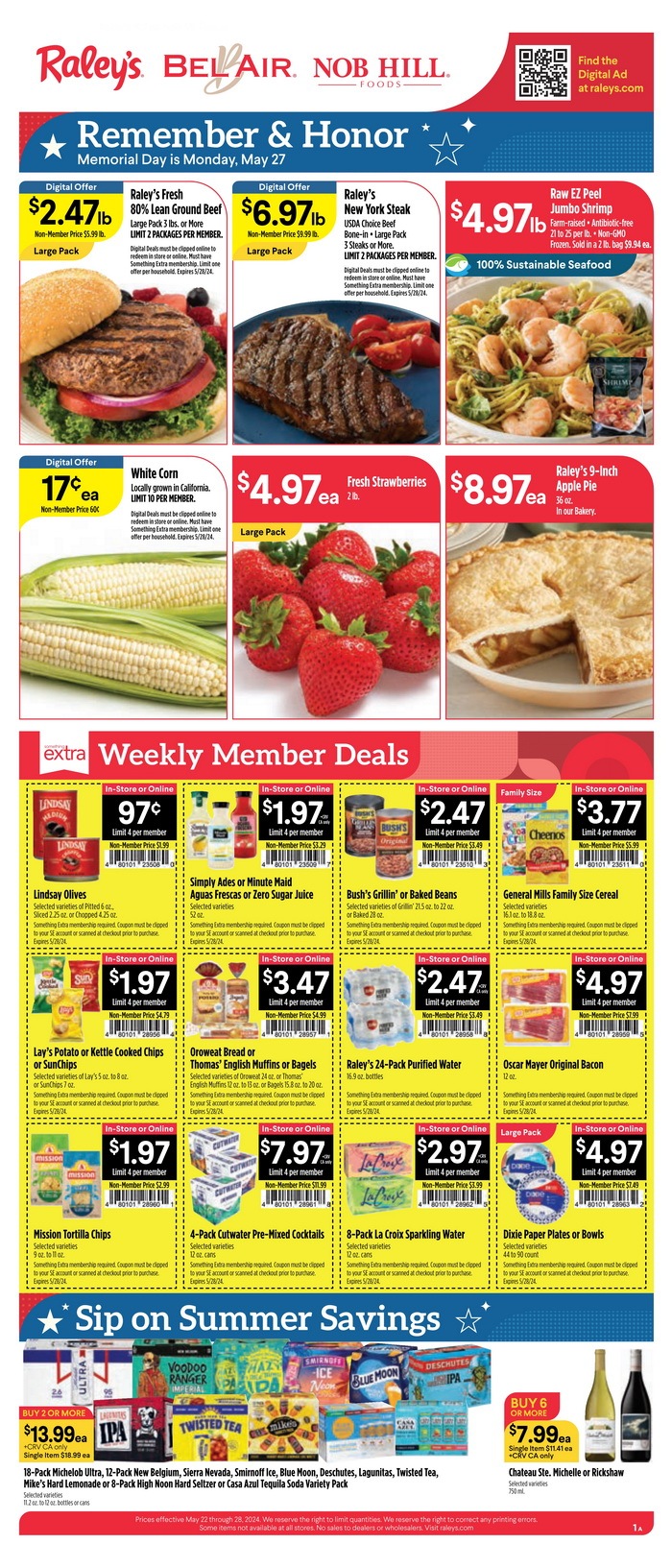 Raley's Weekly Ad May 22 – May 28, 2024 (Memorial Day Promotion Included)