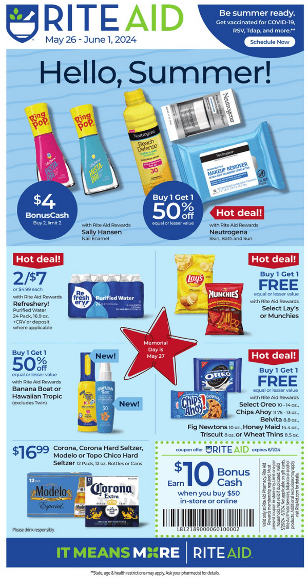 Rite Aid Weekly Ad May 26 Jun 01, 2024 (Memorial Day Promotion Included)