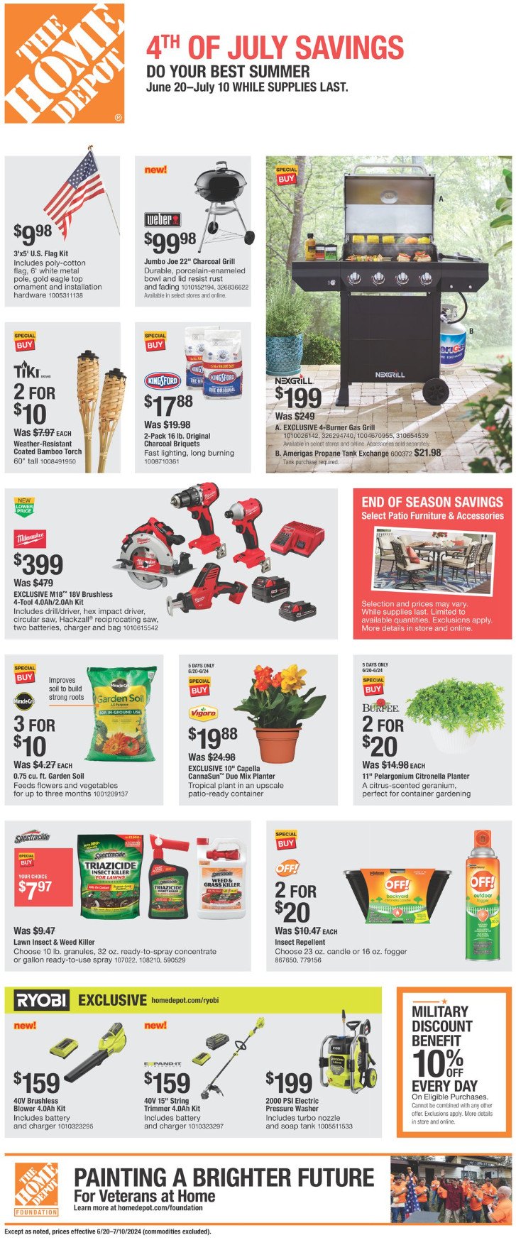 Home Depot 4th Of July Sale June 20 July 10, 2024