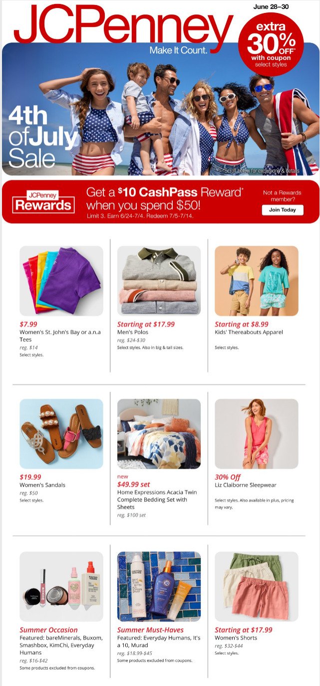 what time does jcp close on 4th of july