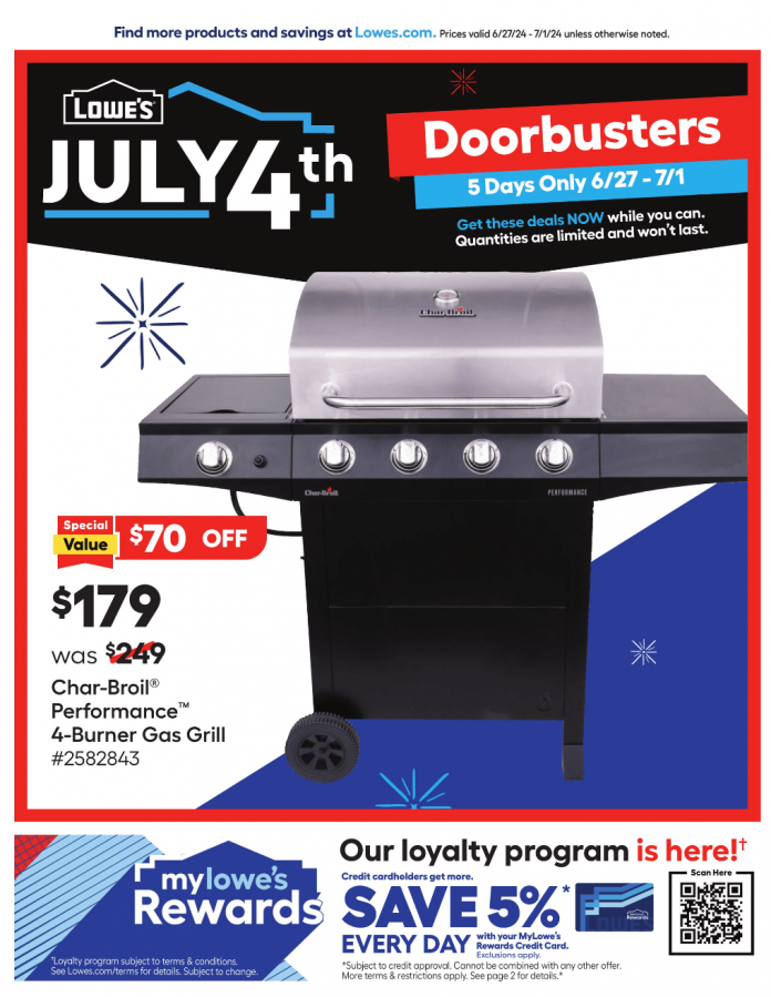 Lowe's JULY 4th Doorbusters Jun 27 Jul 01, 2024