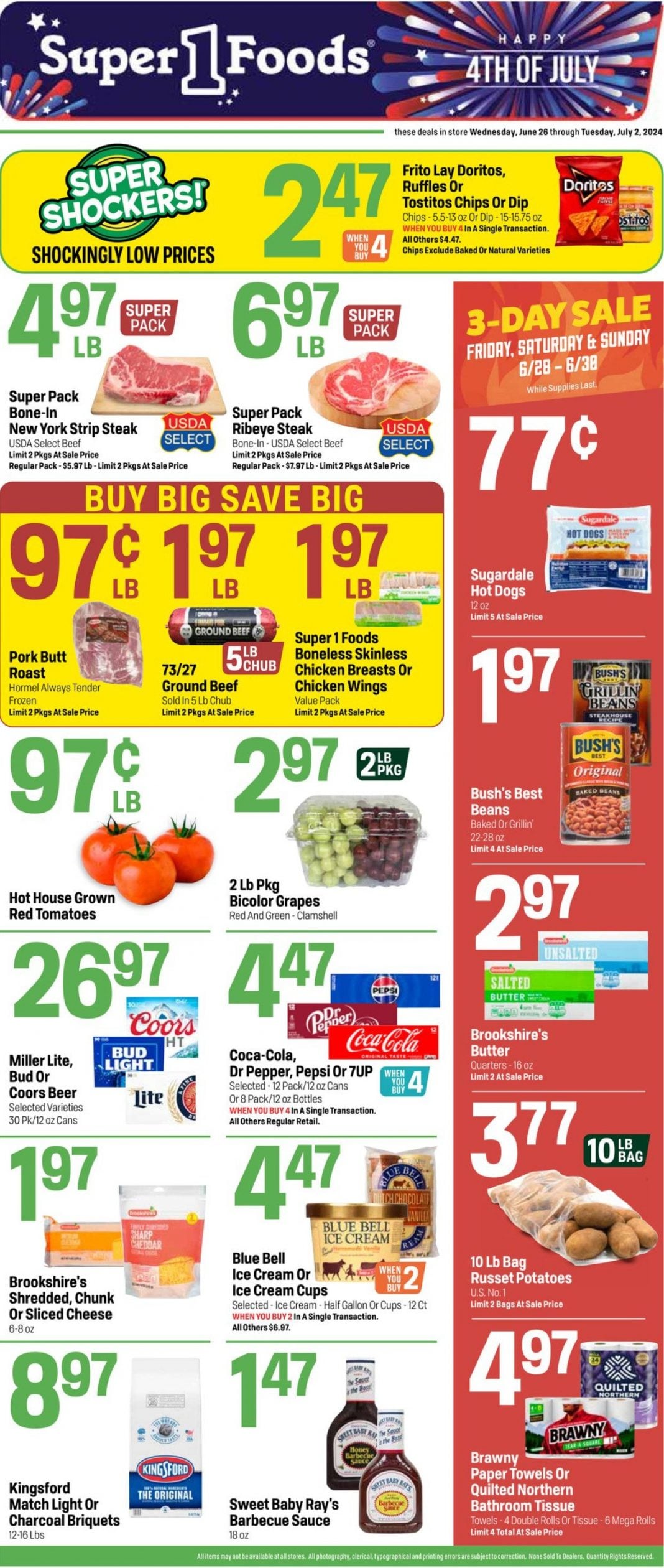 Super 1 Foods Weekly Ad Jun 26 Jul 02, 2024 (4th of July Promotion