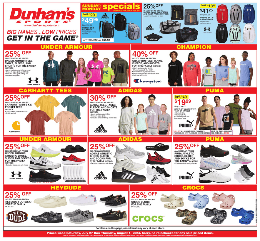 Dunham's Sports Weekly Ad Jul 27 – Aug 01, 2024