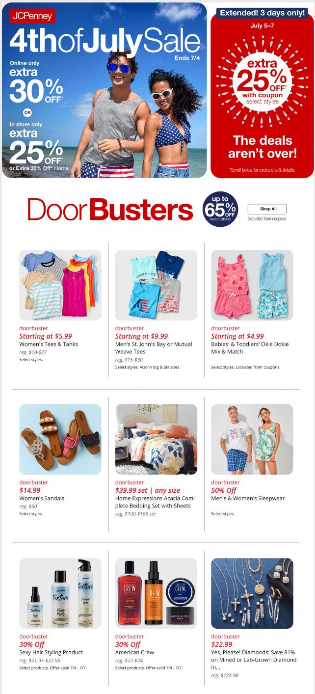 jcpenney open on 4th of july
