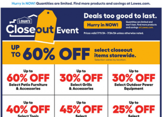 Lowe’s Closeout Event Ad Jul 11 – Jul 24, 2024