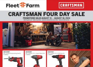 Fleet Farm Craftsman Four Day Sale Aug 15 – Aug 18, 2024