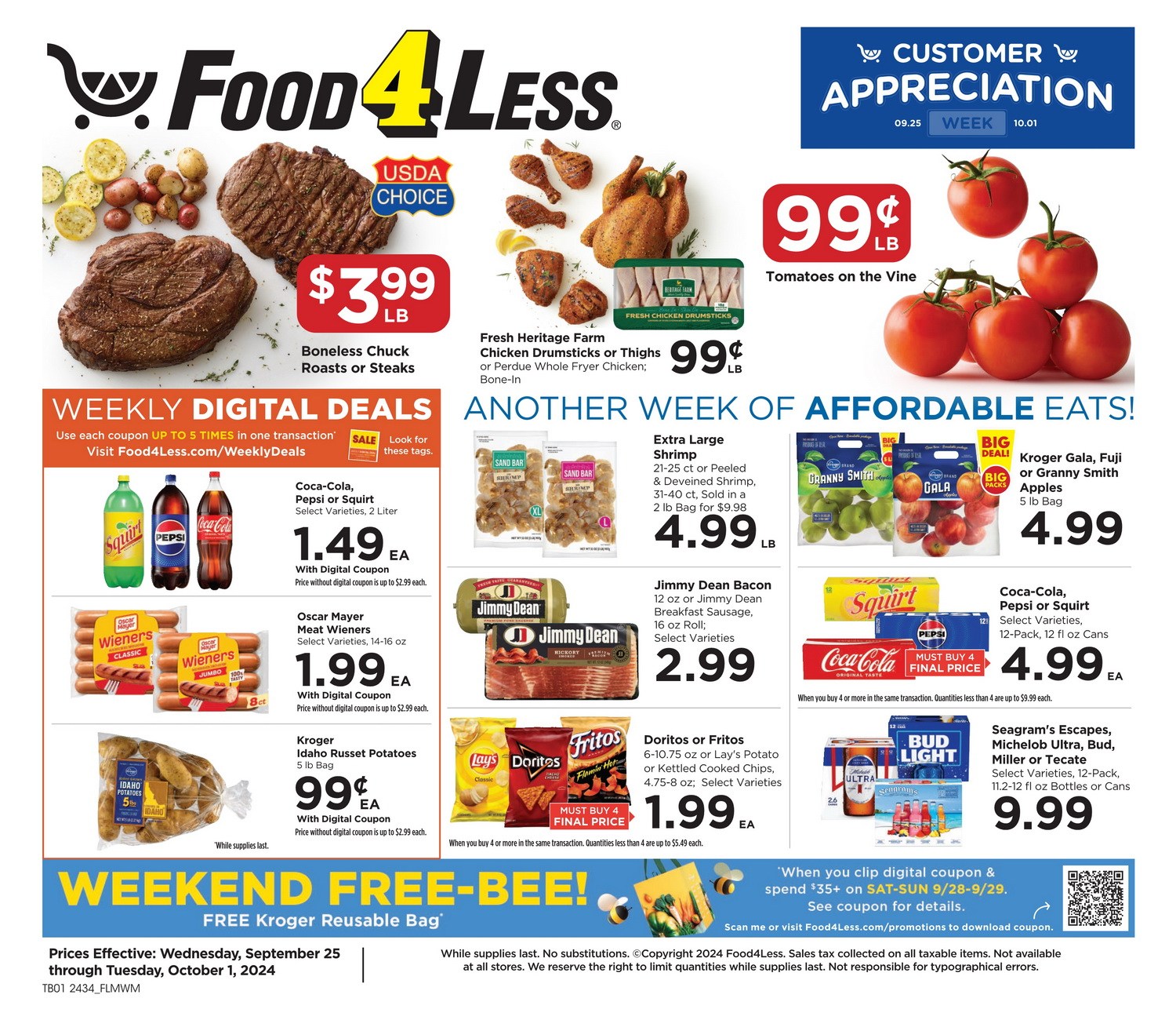 Food 4 Less Weekly Ad Sep 25 Oct 01, 2024