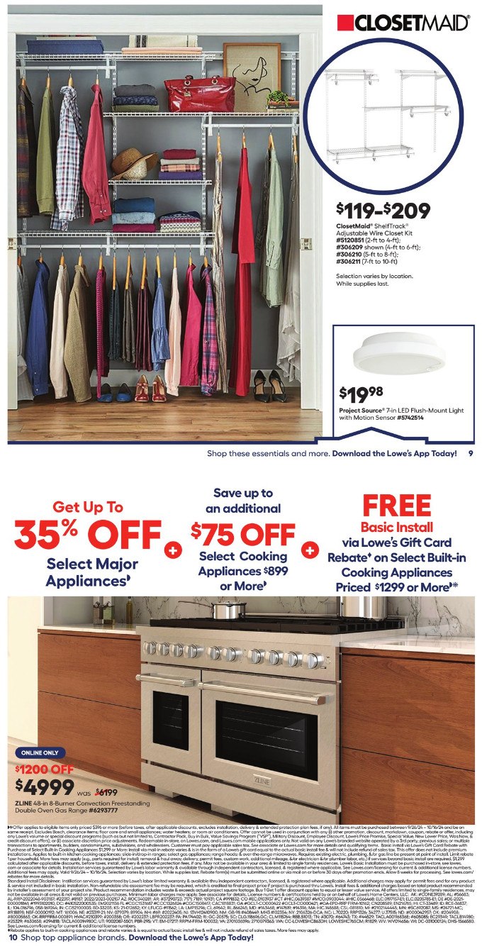 Lowe's In Store Promotion Ad Sep 26 Oct 16, 2024