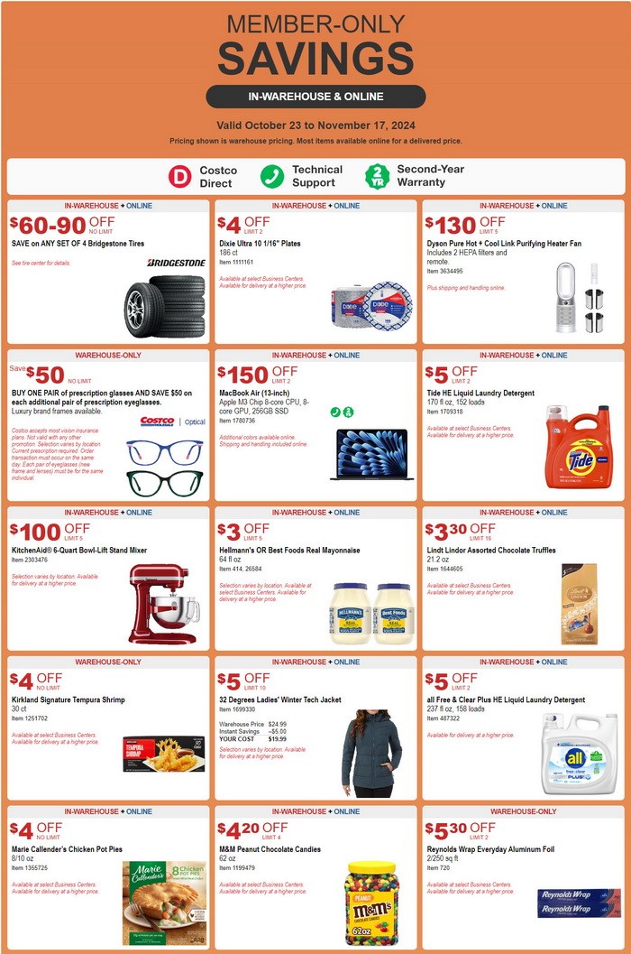 Costco MemberOnly Savings Oct 23 Nov 17, 2024