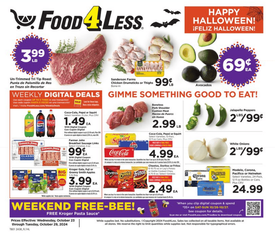 Food 4 Less Weekly Ad Oct 23 Oct 29, 2024 (Halloween Promotion Included)