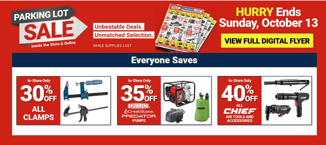 Harbor Freight Weekend Parking Lot Ad Oct 11 Oct 13, 2024