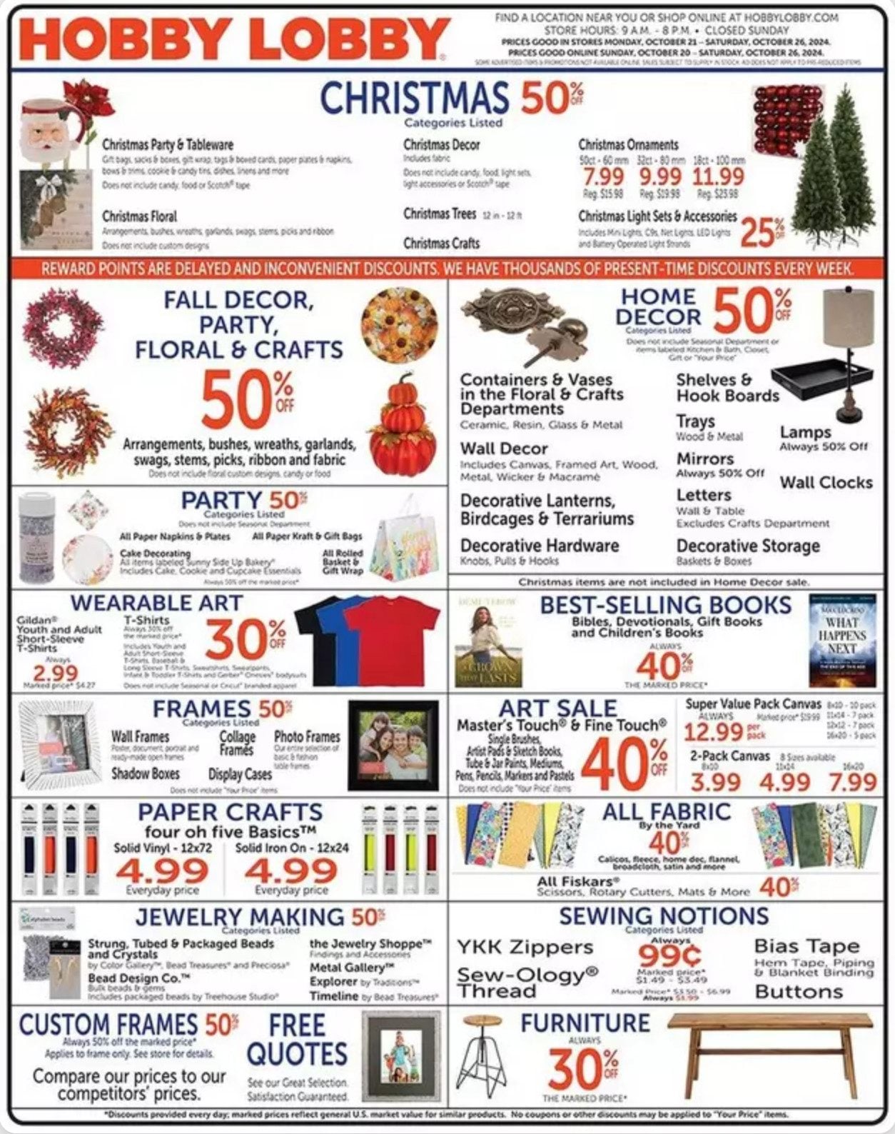 Hobby Lobby Weekly Ad Oct 20 Oct 26, 2024