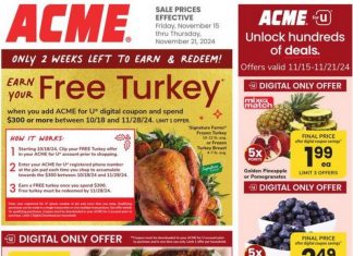 ACME Weekly Ad Nov 15 – Nov 21, 2024 (Thanksgiving Day Promotion Included)