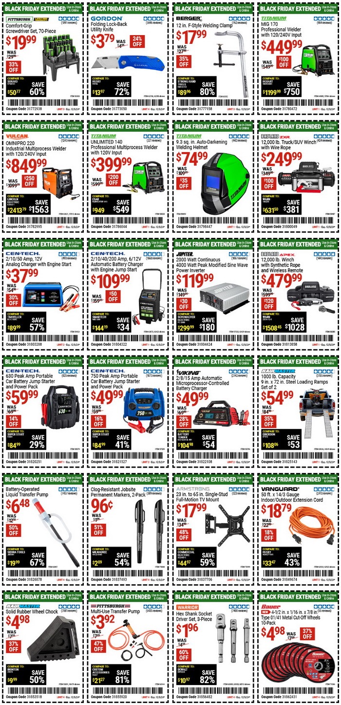 Harbor Freight Black Friday Extended Coupon Sale Dec 03 Dec 08, 2024