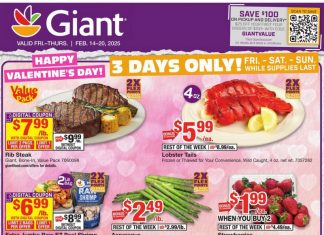 Giant Food Weekly Ad Feb 14 – Feb 20, 2025( Valentine’s Day Promotion Included)