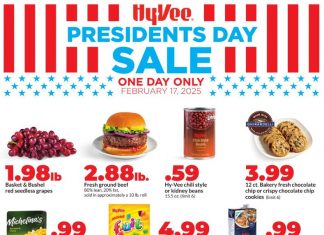 Hy-Vee President’s Day Sale Feb 17 – Feb 17, 2025