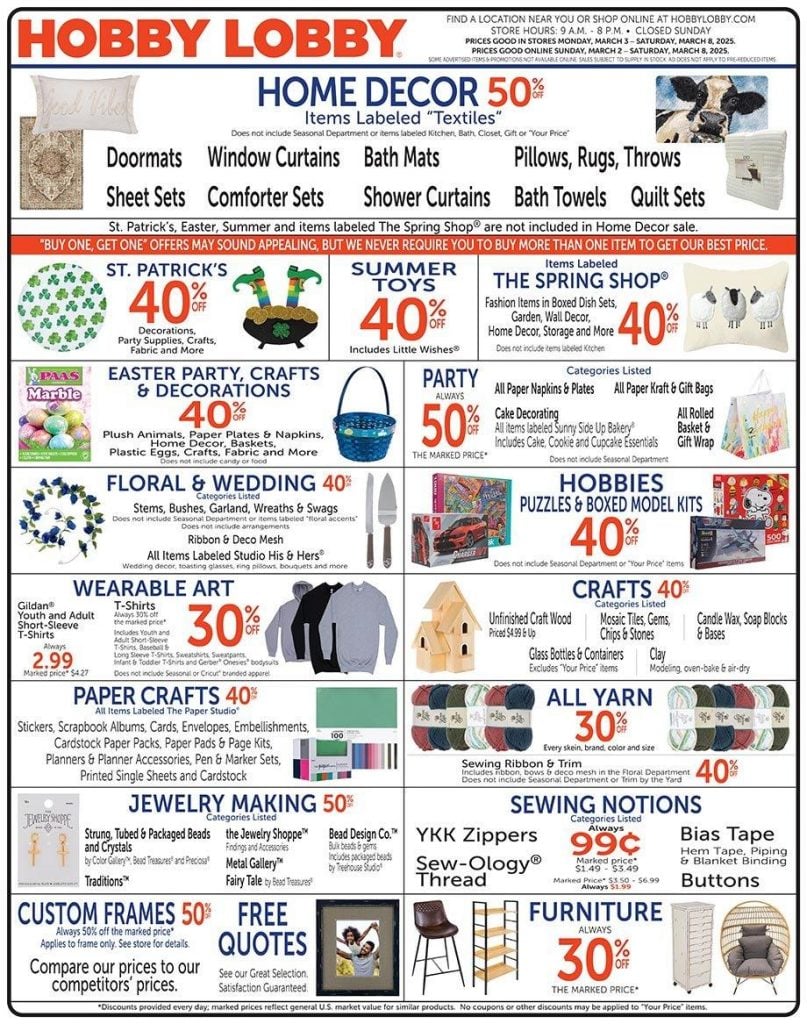 HOBBY LOBBY WEEKLY AD visual data 4