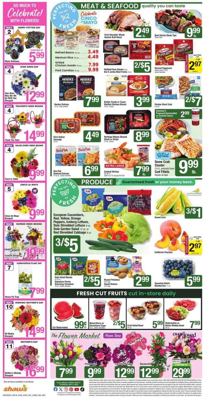 Shaw's Weekly Ad May 02 May 08, 2025 (Mother's Day Promotion Included)