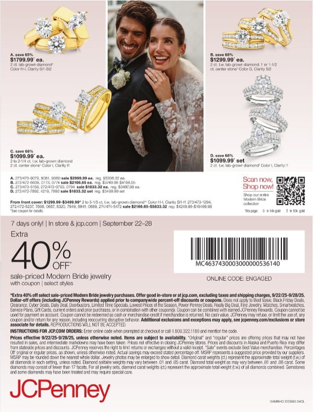 JCPenney Bridal Event Sep 22 – Sep 28, 2025
