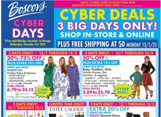 Boscov’s Cyber Monday Sale Dec 01 – Dec 03, 2025