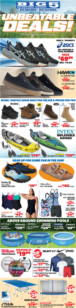 Big 5 Sporting Goods Weekly Ad May 01 – May 14, 2026